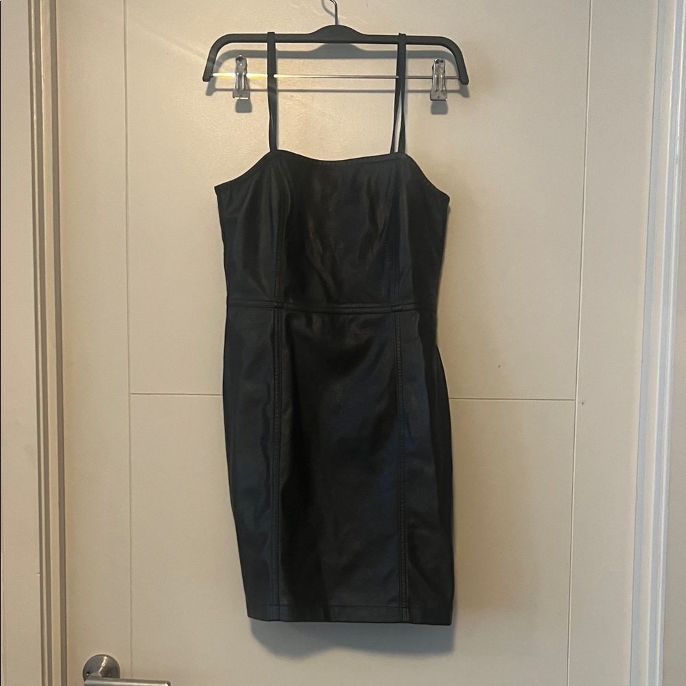 DIVIDED - Black Leather Mini Dress